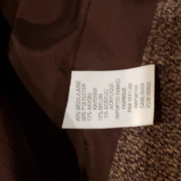 ANNE KLEIN brown tan tweed wool blend button front lined blazer EUC - Picture 3 of 5